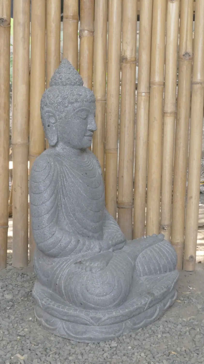  Product image 2 of the product “Seated Buddha made of Riverstone in Dhyana position - gesture of meditation, 63cm height, natural ”